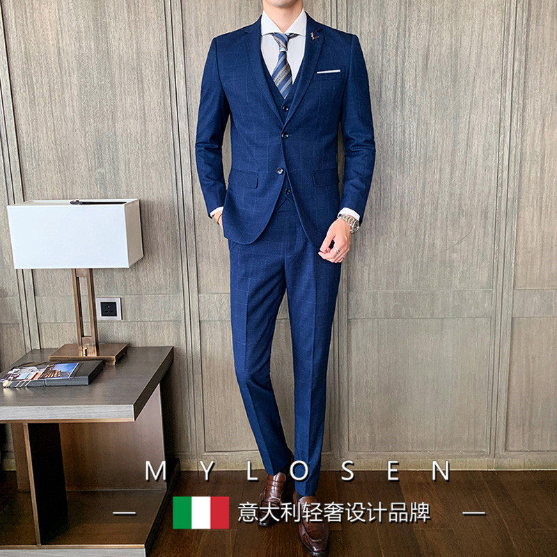 McLorson three-piece suit suit male groom wedding suit korean slim business professional formal suit male groomsman