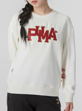 Puma彪马女装卫衣运动休闲大logo舒适毛圈长袖圆领套头衫女625839