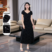 CZCo碎花甜美连衣裙夏季 长裙12166 泡泡袖 女新款 抽绳可调领修身