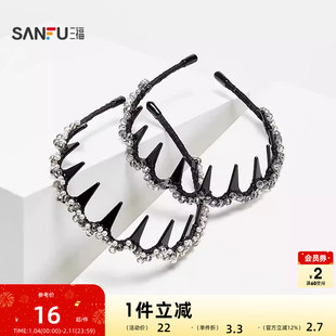 三福大小珠头箍单个 轻奢高颅顶造型发饰头饰配饰发箍 842487