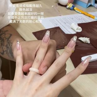 菩提戒指手工diy白玉原籽打磨材料包送女朋友闺蜜情侣七夕节礼物