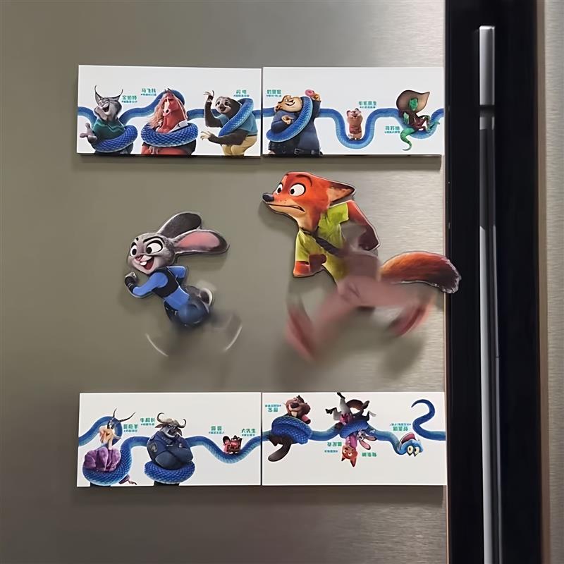 朱迪尼克赛跑旋转冰箱贴疯狂动物城创意卡通磁吸装饰漫迷周边礼物