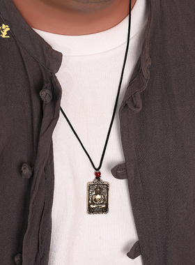 寅亥堂黄铜十二生肖挂件八大守护神吉祥物方铜牌男女佩戴吊坠红绳