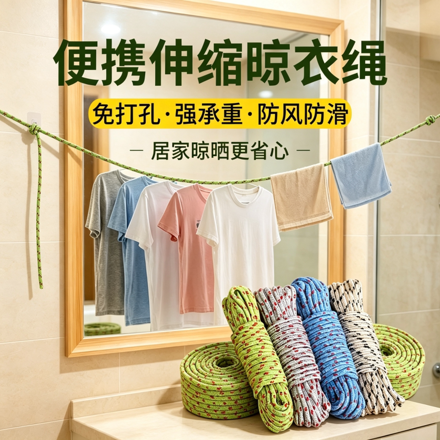 货车篷布边绳晾衣绳加粗家用户外晒被子尼龙绳卧室晒衣服挂衣耐磨