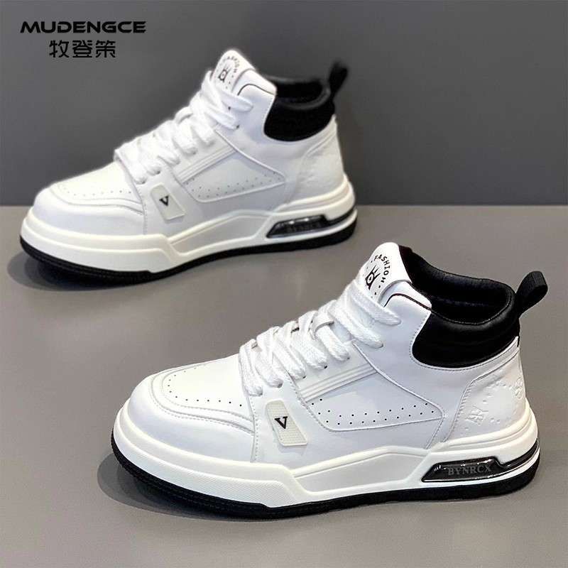 高帮男鞋2025新款秋冬季加绒棉鞋厚底增高休闲板鞋百搭运动小白鞋