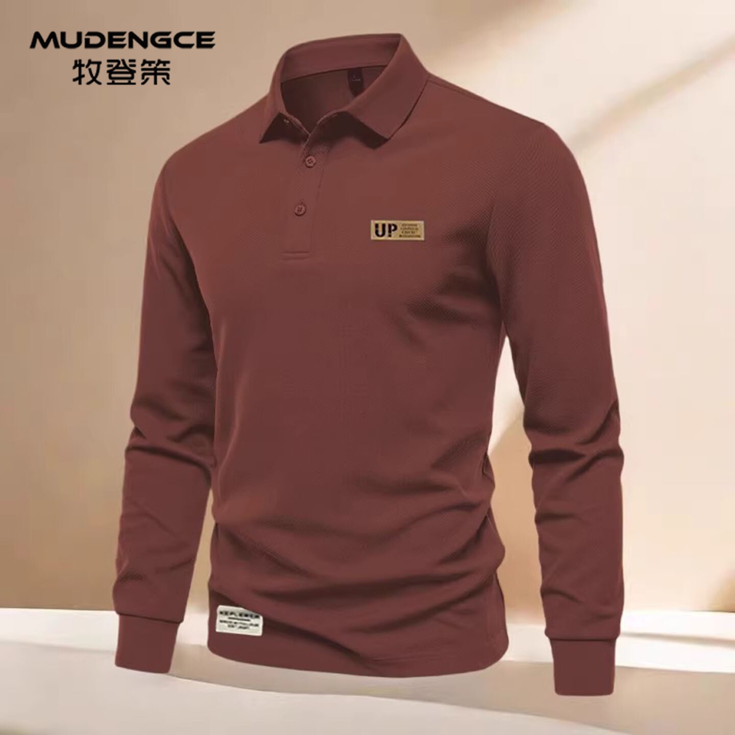 本命年红色长袖POLO衫男士新款翻领商务修身休闲舒适百搭T恤上衣