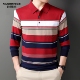 本命年红色条纹POLO衫 t恤 翻领商务休闲中年宽松大码 男春秋款 长袖