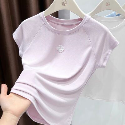 立体花朵短袖t恤女打底上衣