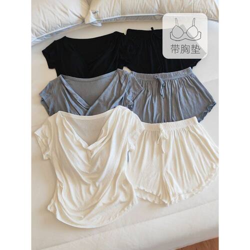超手感莫代尔~棉韩系睡衣女士春夏季新款短袖外穿家居服夏天套装