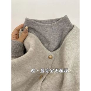 广州十三行女装高端欧货半高领长袖针织纯色打底衫毛衣内搭秋冬