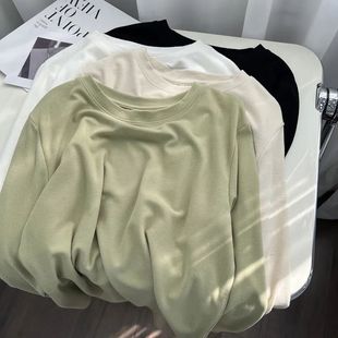 女 上衣百搭打底衫 奥特莱斯 清仓捡漏温柔超软糯双面德绒纯色长袖