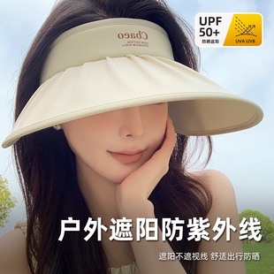 加大帽檐空顶遮阳帽子uv冰丝太阳帽 防紫外线夏季 UPF50 防晒帽女款