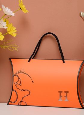 送礼用年会大红色橙色礼品盒子丝巾围巾披肩大小礼盒手提袋