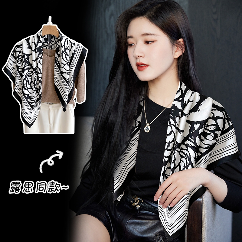 秋冬丝巾韩女时尚印花90CM方巾