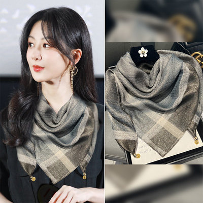 高级感渐变磁吸扣丝巾女春