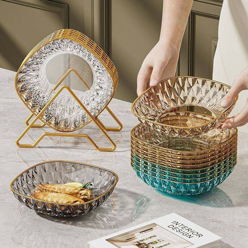 果盘高端精致高颜值轻奢金边吐骨碟食品级家用水果零食干果点心盘