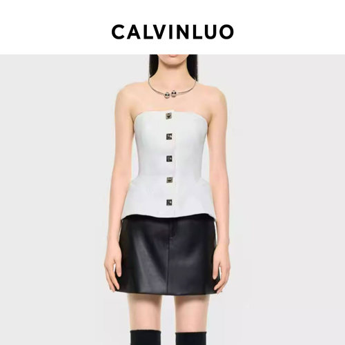 方拧锁抹胸上衣CALVINLUO
