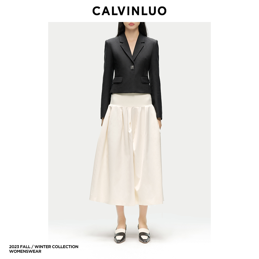 CALVINLUO黑白西装蓬蓬裙