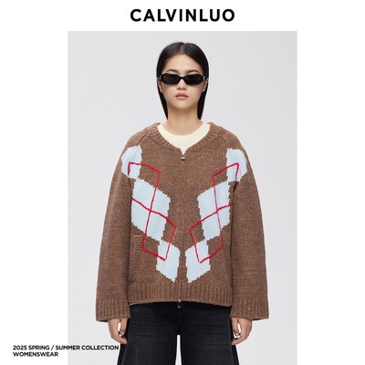 CalvinLuo菱格毛衣外套