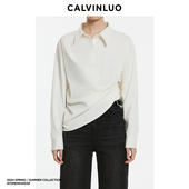 不对称交错衬衫 24春夏 新品 CALVINLUO 白 粉色