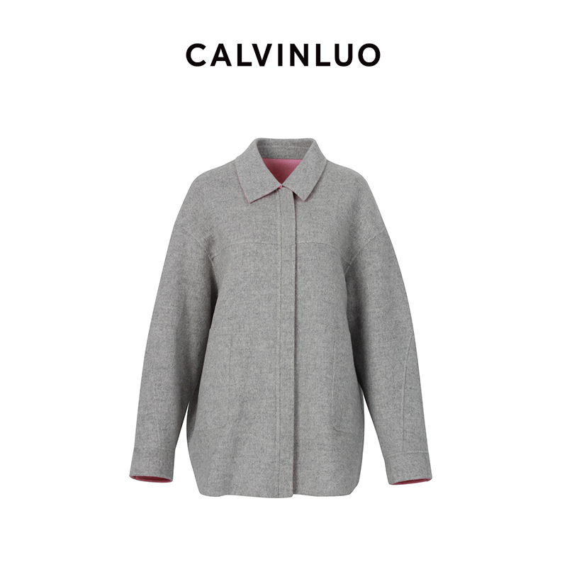 CALVINLUO衬衫式双面呢夹克大衣