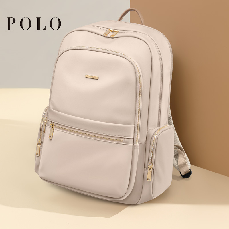 POLO双肩包女士14/15.6英寸电脑背包大容量休闲出差旅行学生书包