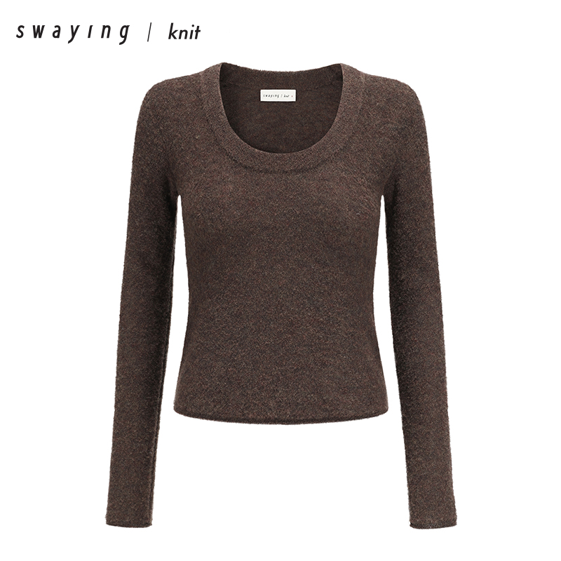 SWAYING官方低圆领羊毛打底衫24AW秋冬时尚百搭毛针织上衣