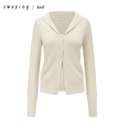SWAYING官方羊绒假两件开衫24AW秋冬时尚潮流打底衫
