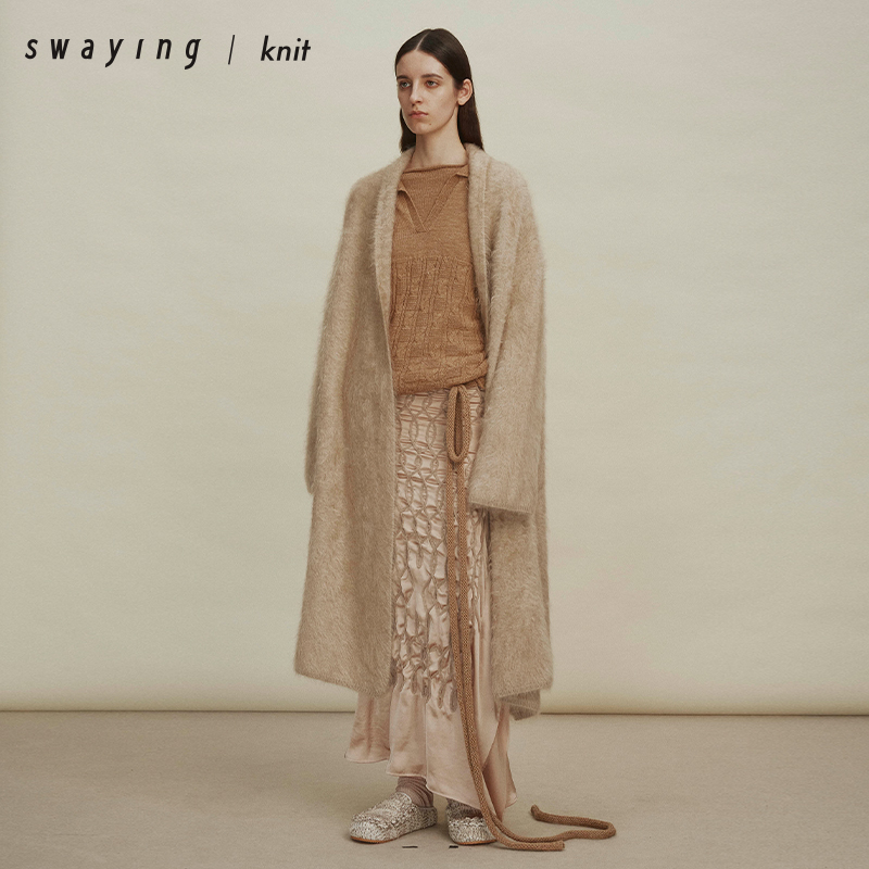 SWAYING官方羊绒拉毛大外套24AW秋冬百搭大方通勤针织外套