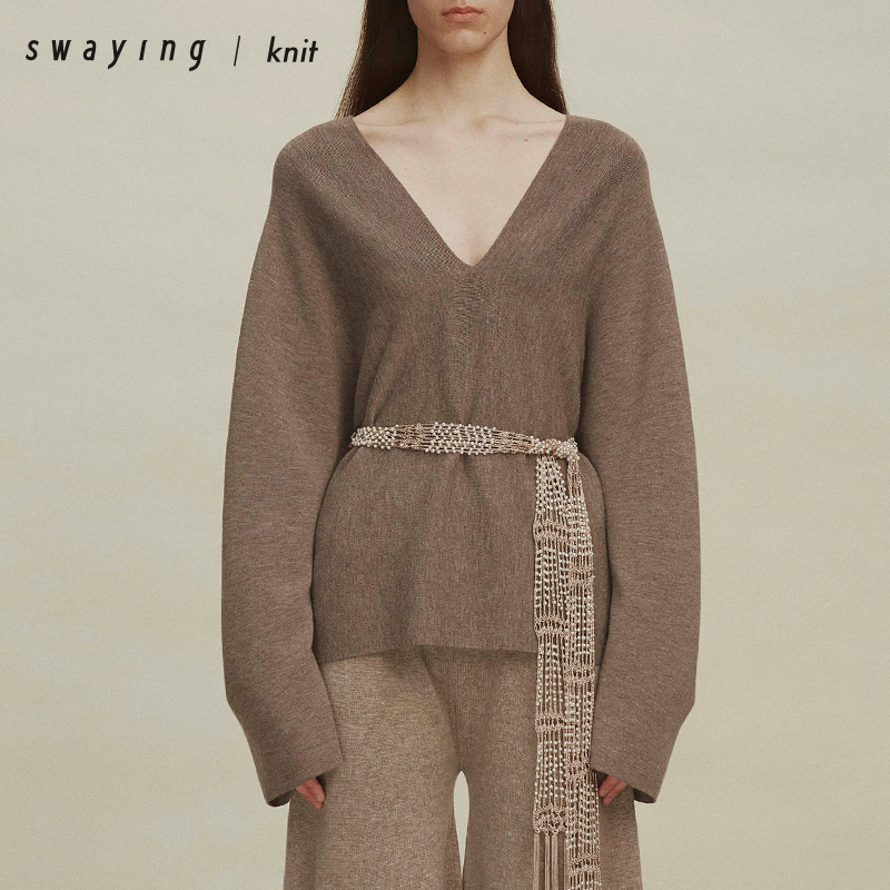 SWAYING官方一片式羊毛罩衫24AW秋冬薄时尚休闲毛针织衫