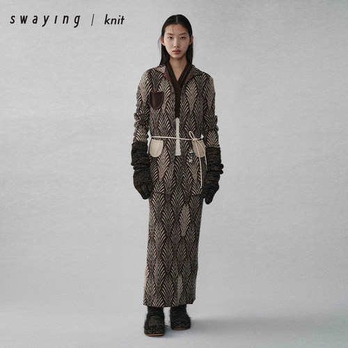 SWAYING官方 贝壳提花直筒裙 25AW秋冬气质通勤显瘦直筒半身裙女