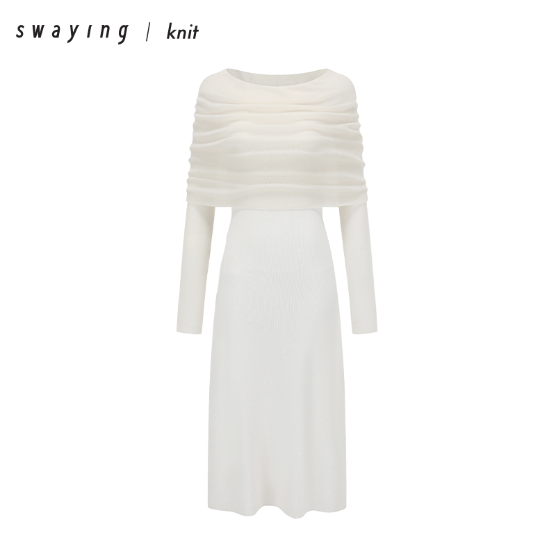 SWAYING官方水溶羊毛翻领连衣裙