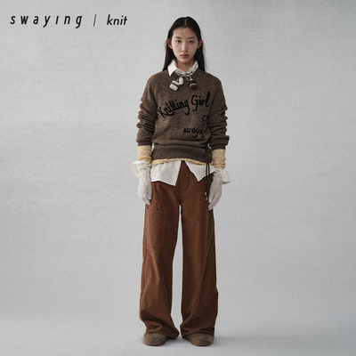 SWAYING官方 扇形口袋纯棉直筒裤25AW秋冬气质通勤显瘦直筒长裤女