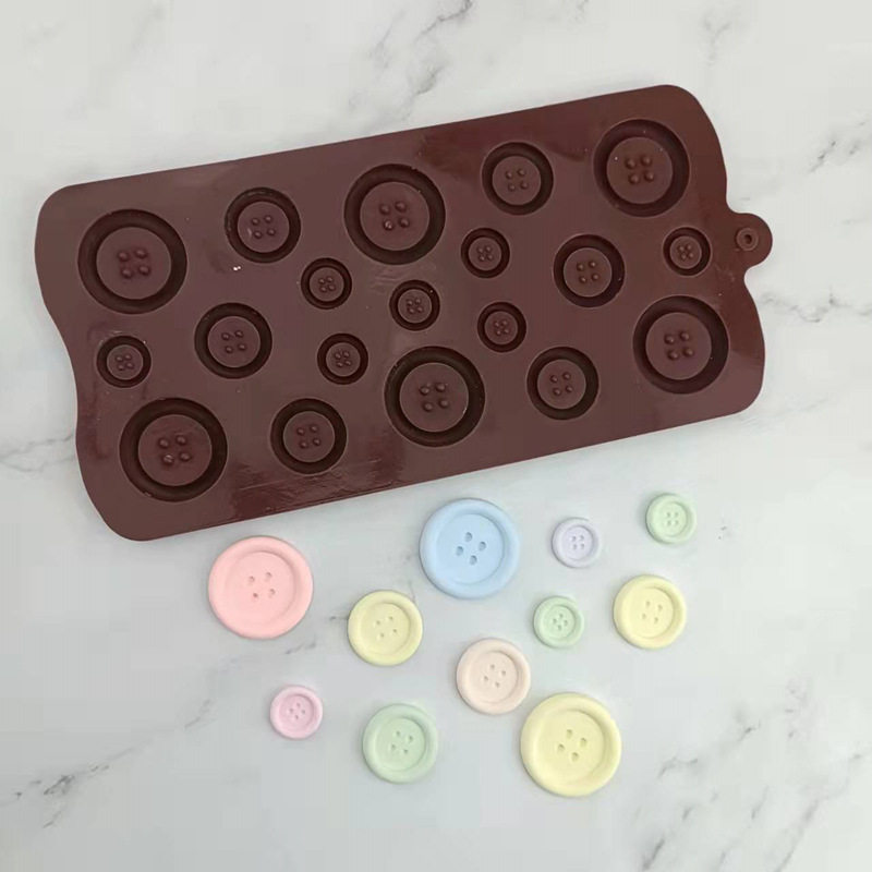 19格圆形纽扣状饼干模巧克力硅胶模具翻糖蛋糕装饰工具烘焙DIY磨