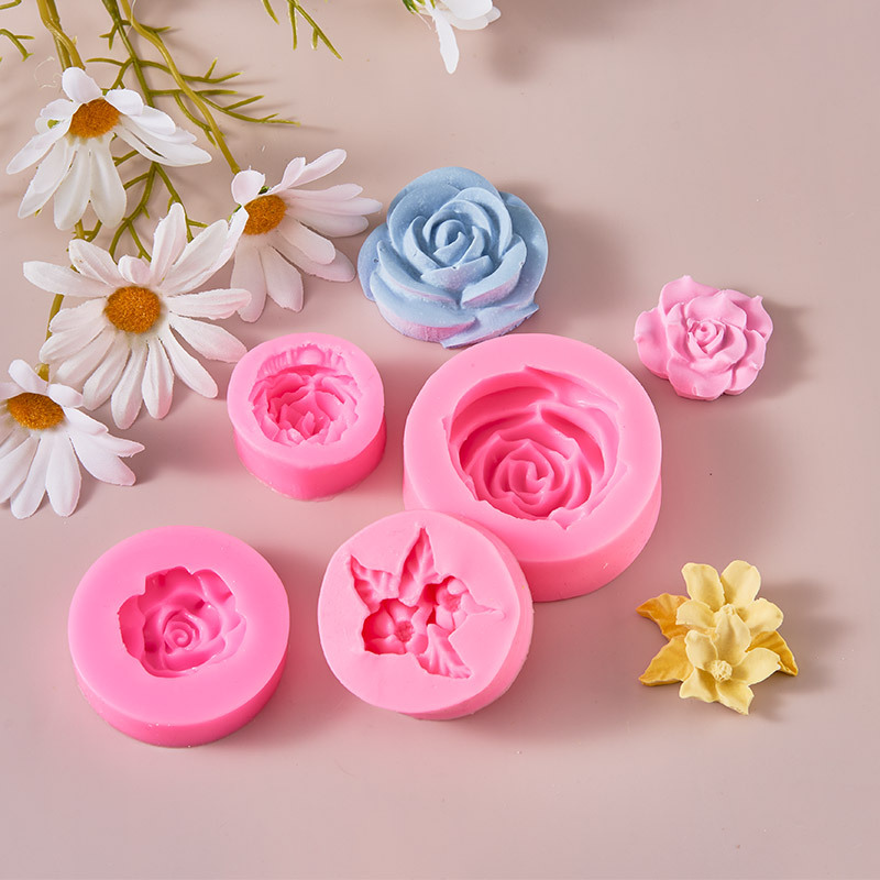 玫瑰花硅胶模具 立体花喇叭 香薰蜡烛石膏挂件摆件 创意个性花磨