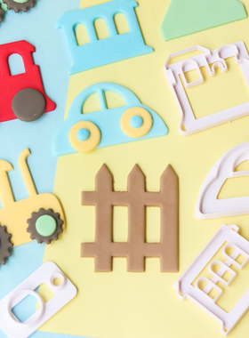 翻糖蛋糕模具 小汽车火车栅栏切模 立体屋子翻糖饼干甜品压模硅胶