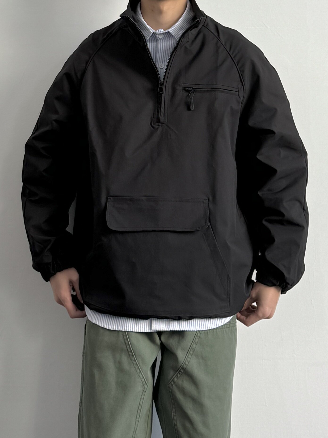 onun 日系半拉链立领工装夹克宽松休闲复古插肩袖外套上衣春季新