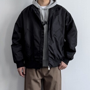 纯色宽松休闲立领拉链夹克廓形百搭复古工装 新款 外套潮 春季 ONUN
