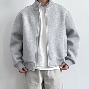 ONUN美式 复古加绒立领夹克秋冬保暖加厚宽松拉链短宽休闲外套潮牌