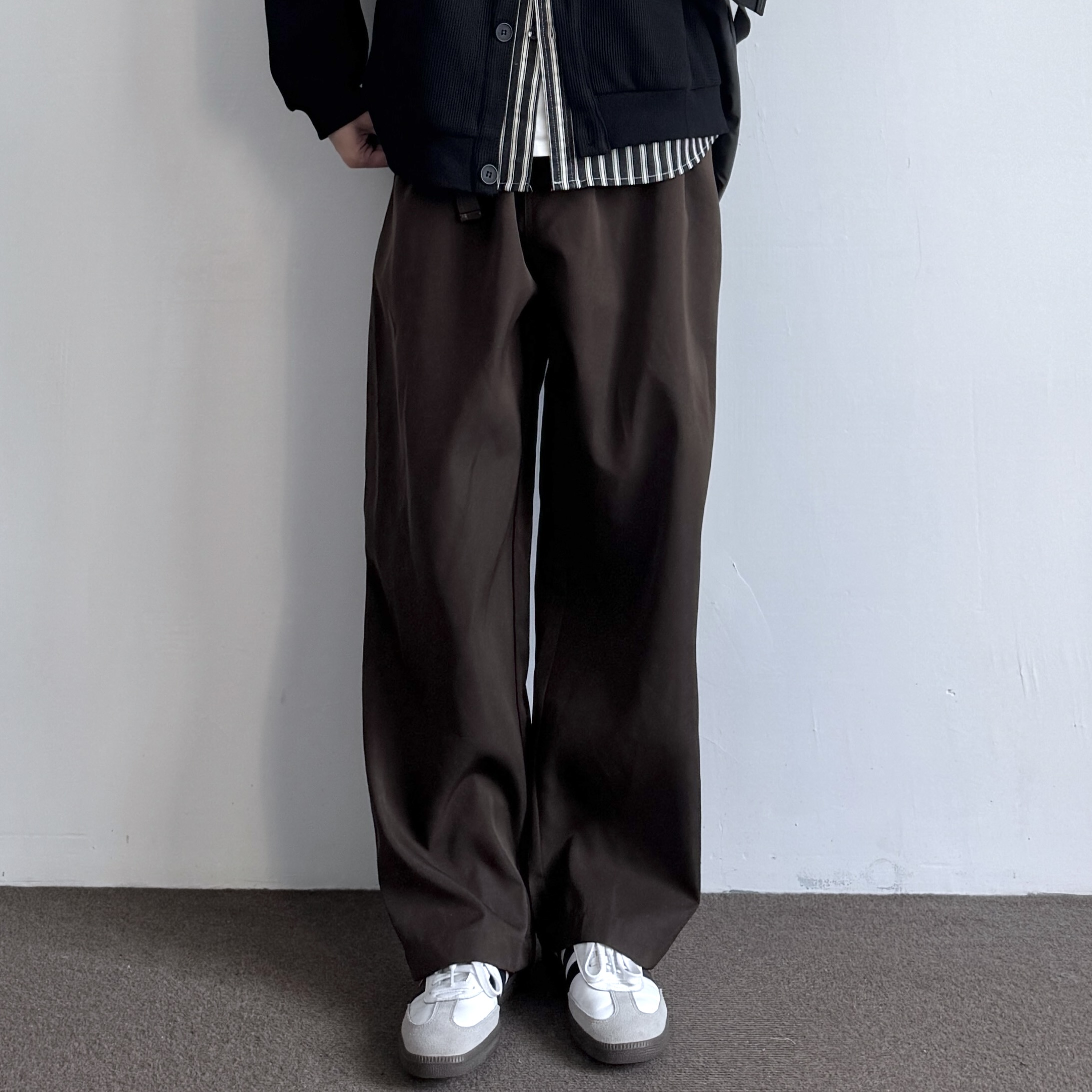 日系复古宽松直筒垂坠感休闲西裤