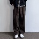 ONUN日系复古宽松直筒休闲长裤 松紧腰卡扣腰带廓形垂坠感西裤 百搭