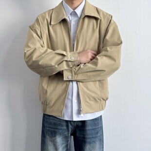 ONUN 复古休闲翻领夹克百搭宽松cleanfit通勤简约双层领纯色外套