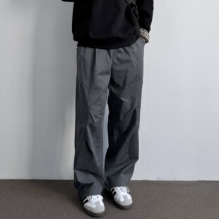 多口袋宽松休闲百搭松紧腰长裤 ONUN 裤 复古水洗做旧直筒工装 美式