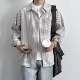 复古竖条纹衬衫 长袖 男生秋季 ONUN 新款 宽松休闲百搭翻领衬衣外套