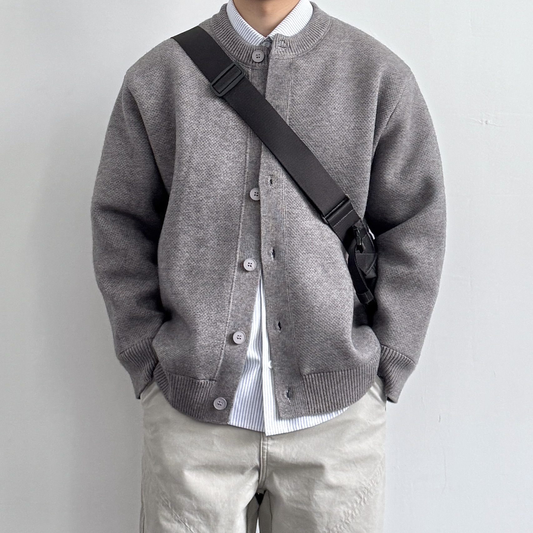 加绒加厚抗起球针织开衫棉服