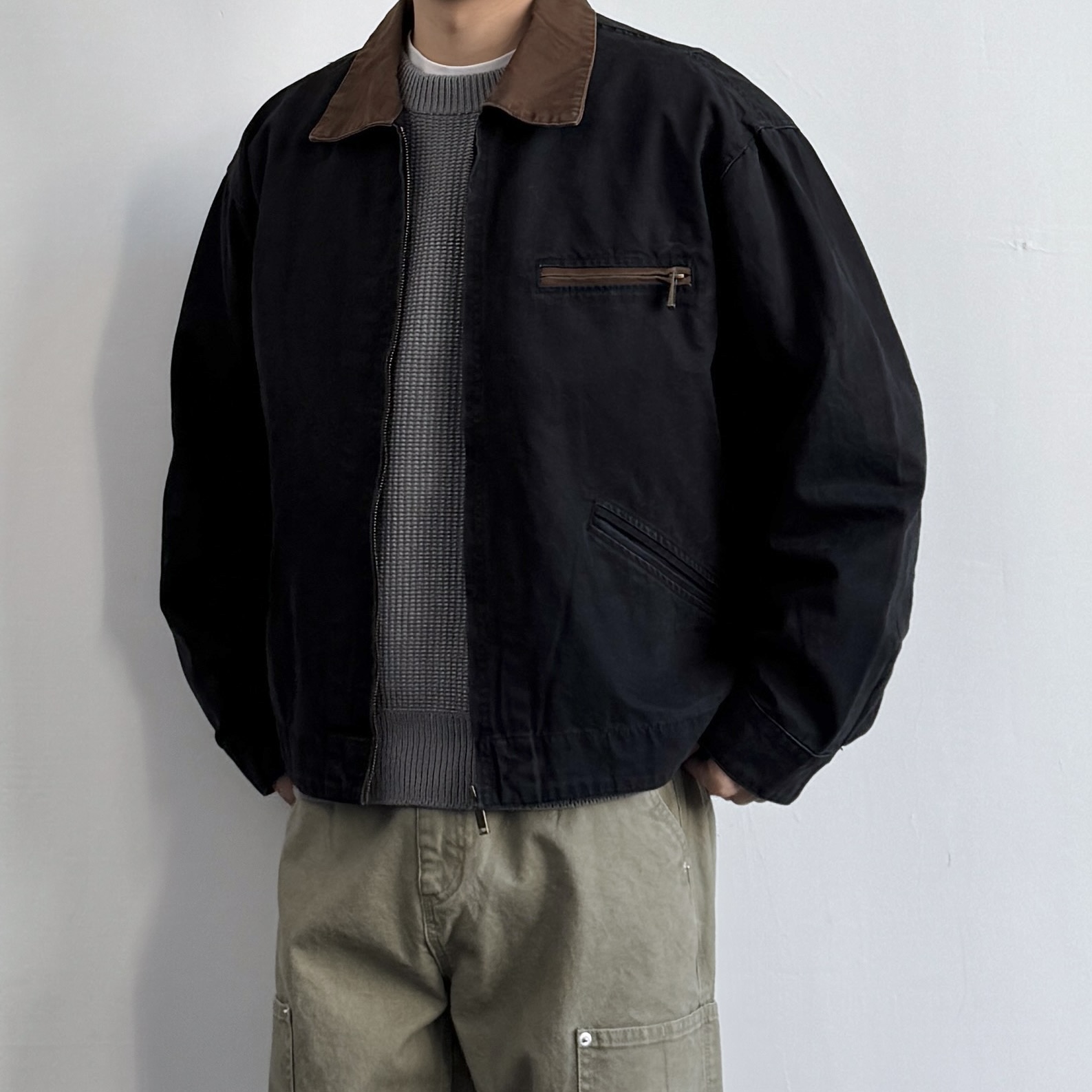 ONUN 复古做旧底特律夹克美式翻领短款cleanfit外套流行男女