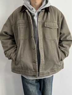 夹克宽松廓形翻领帆布cleanfit外套春季 复古底特律工装 美式 ONUN