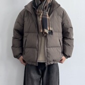 男生2025新款 ONUN 纯色复古立领羽绒服冬季 保暖宽松百搭棉服外套