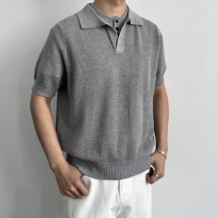 夏季 短袖 cleanfit宽松T恤 复古高级感老钱风假两件针织POLO衫 ONUN