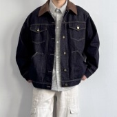 ONUN 复古水洗丹宁工装 牛仔夹克春秋宽松四袋灯芯绒翻领休闲外套